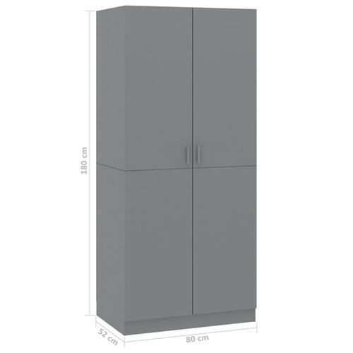 Klædeskab 80 x 52 x 180 cm spånplade grå