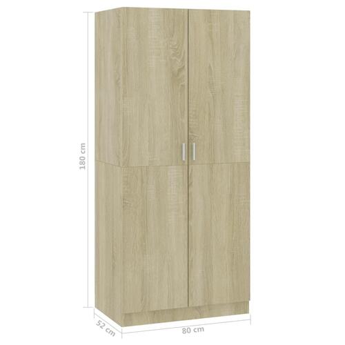 Klædeskab 80 x 52 x 180 cm spånplade sonoma-eg