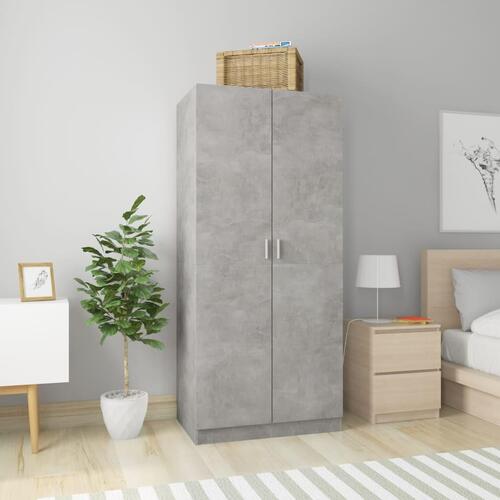 Klædeskab 80x52x180 cm konstrueret træ betongrå