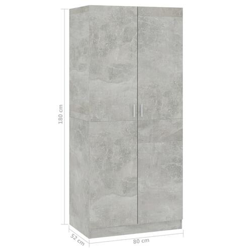 Klædeskab 80x52x180 cm konstrueret træ betongrå