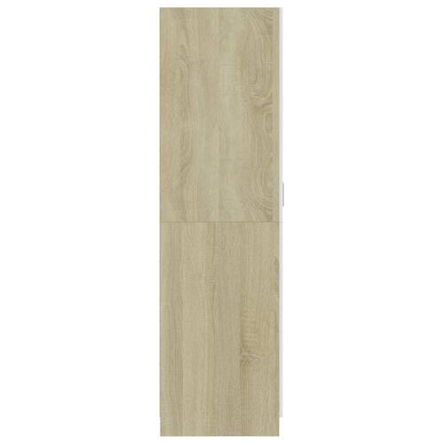 Klædeskab 80 x 52 x 180 cm spånplade hvid og sonoma-eg