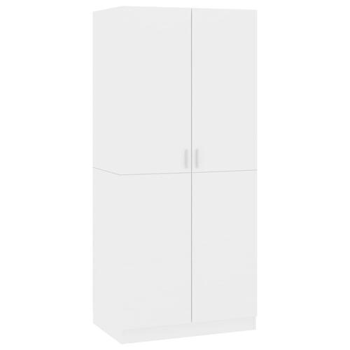 Klædeskab 80x52x180 cm konstrueret træ hvid højglans