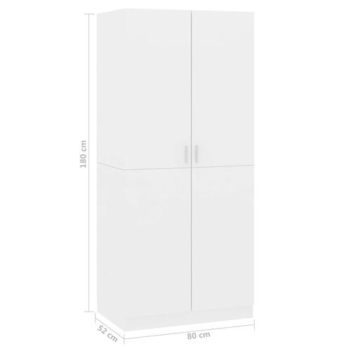 Klædeskab 80x52x180 cm konstrueret træ hvid højglans