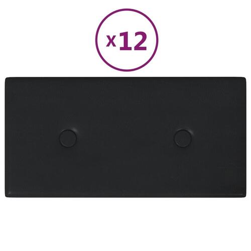 Vægpaneler 12 stk. 30x15 cm 0,54 m² kunstlæder sort