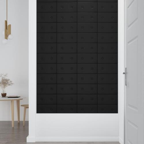 Vægpaneler 12 stk. 30x15 cm 0,54 m² kunstlæder sort