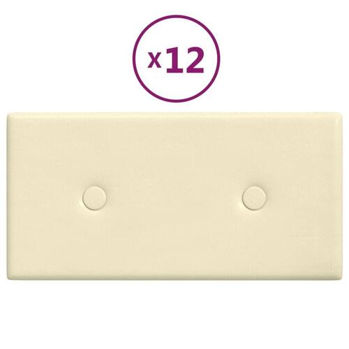 Vægpaneler 12 stk. 30x15 cm 0,54 m² kunstlæder cremefarvet