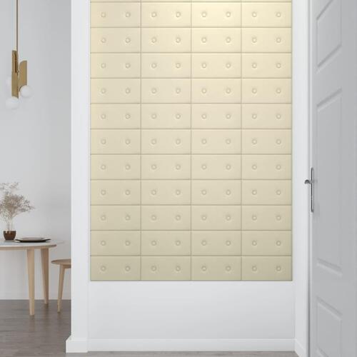 Vægpaneler 12 stk. 30x15 cm 0,54 m² kunstlæder cremefarvet