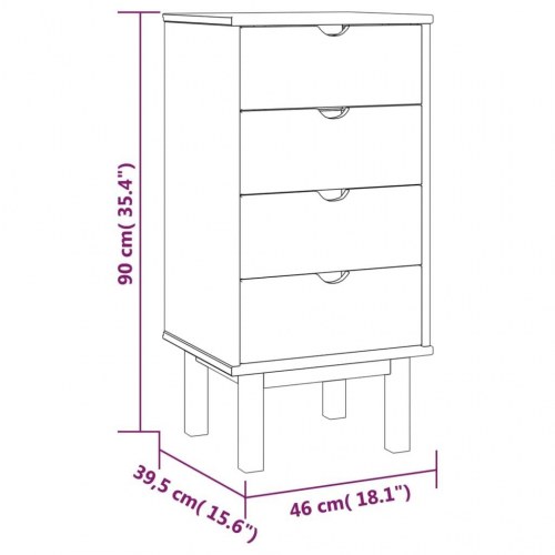 Kommode OTTA 45x39x90 cm massivt fyrretræ brun og grå