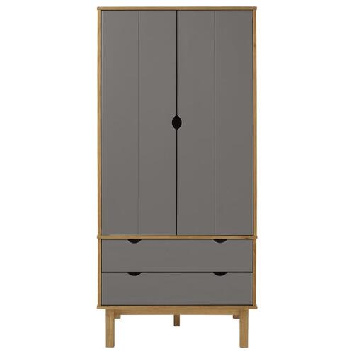 Tøjskab OTTA 76,5x53x172 cm massivt fyrretræ brun og grå