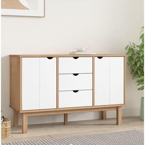Skænk OTTA 113,5x43x73 cm massivt fyrretræ brun og hvid