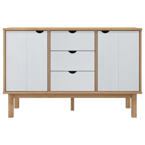 Skænk OTTA 113,5x43x73 cm massivt fyrretræ brun og hvid