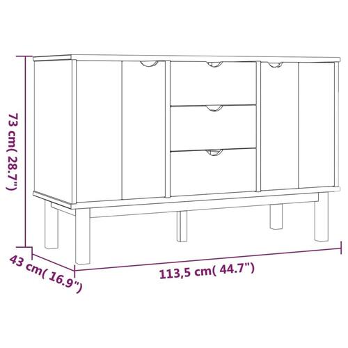 Skænk OTTA 113,5x43x73 cm massivt fyrretræ brun og hvid