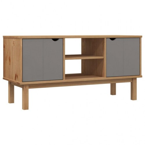 Tv-bord OTTA 113,5×43×57 cm - massivt fyrretræ, brun/grå