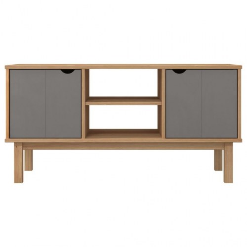 Tv-bord OTTA 113,5×43×57 cm - massivt fyrretræ, brun/grå