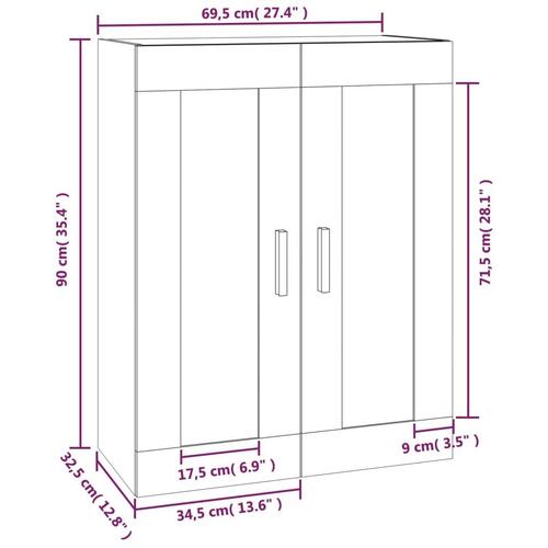 Vægskab 69,5x32,5x90 cm konstrueret træ sort
