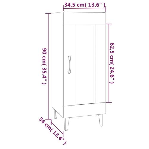 Skænk 34,5x34x90 cm konstrueret træ hvid