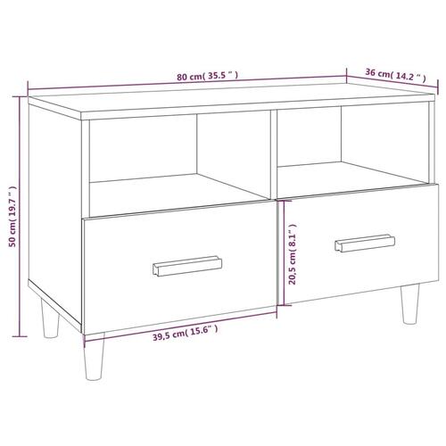 Tv-bord 80x36x50 cm konstrueret træ hvid