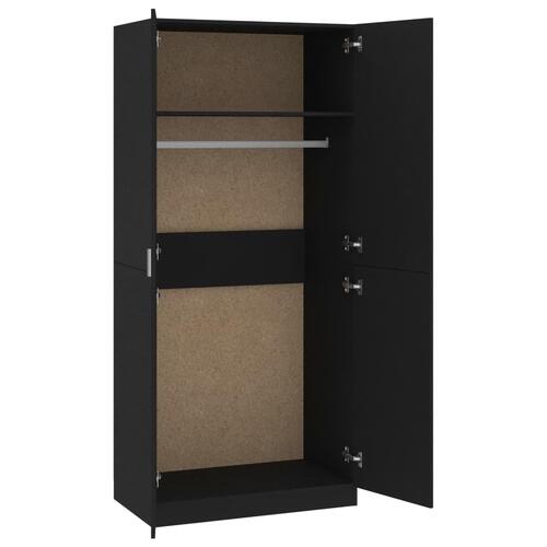 Klædeskab 90x52x200 cm konstrueret træ sort