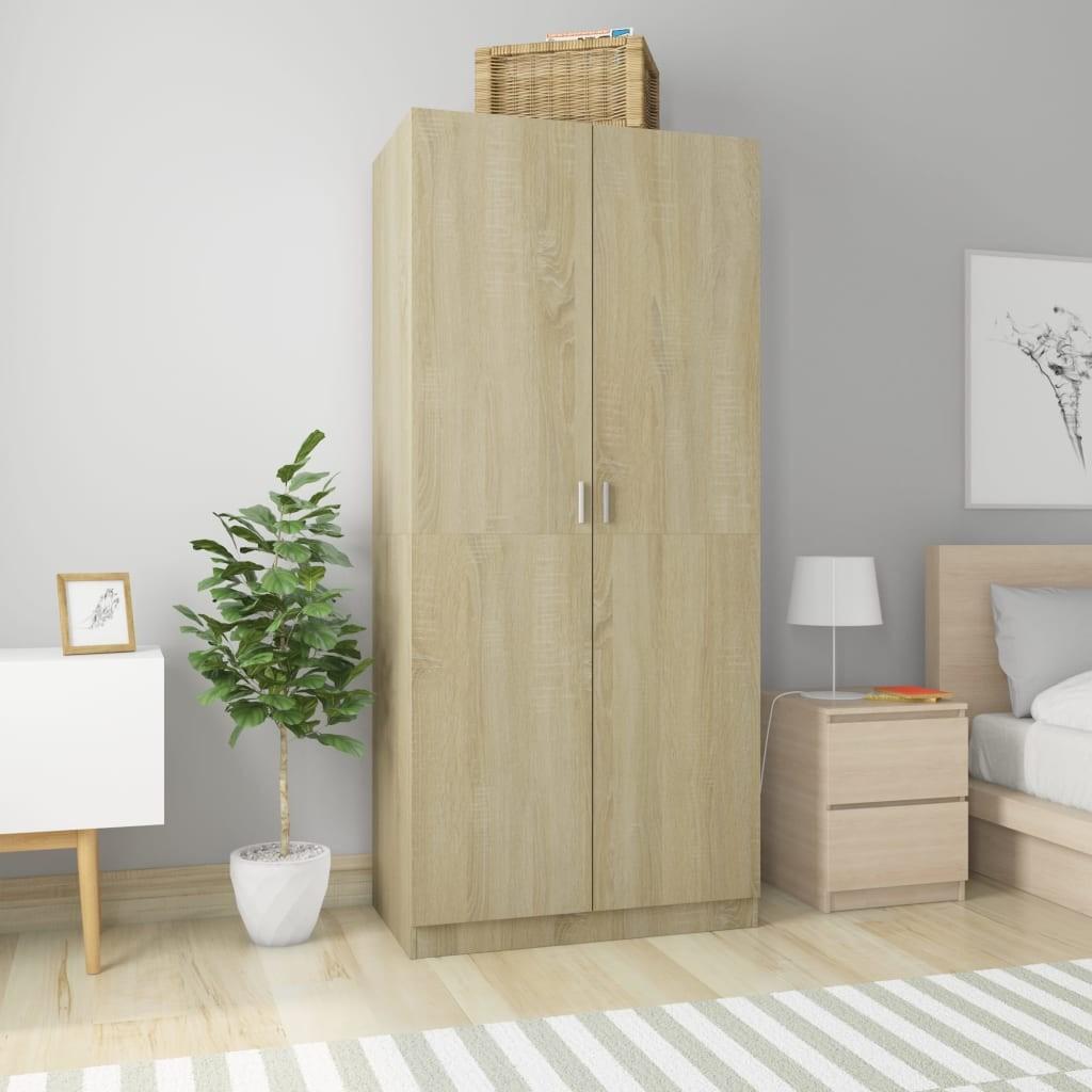 Klædeskab 90x52x200 cm konstrueret træ sonoma-eg