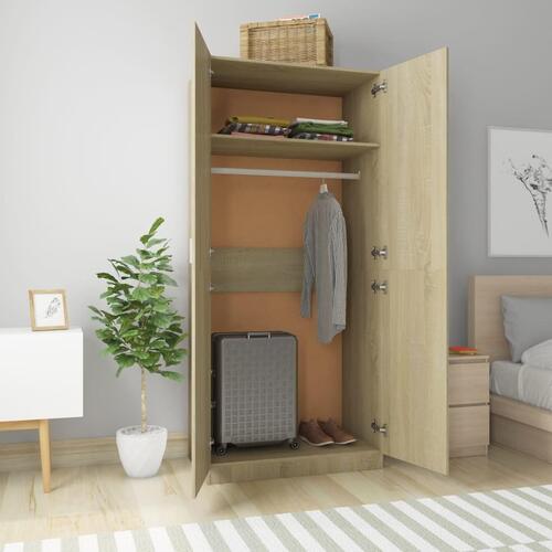 Klædeskab 90x52x200 cm konstrueret træ sonoma-eg