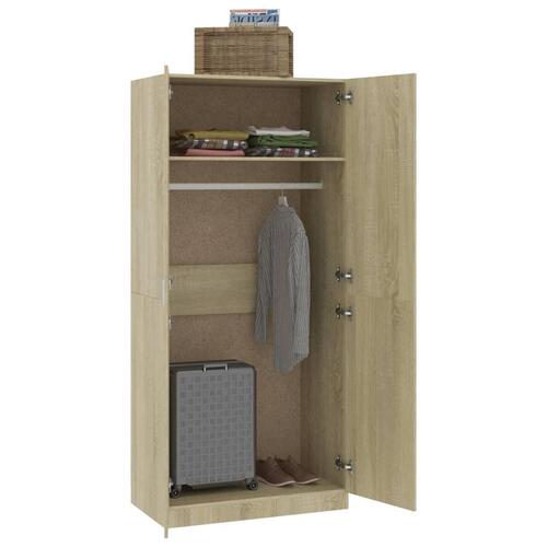 Klædeskab 90x52x200 cm konstrueret træ sonoma-eg