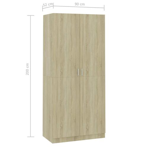 Klædeskab 90x52x200 cm konstrueret træ sonoma-eg