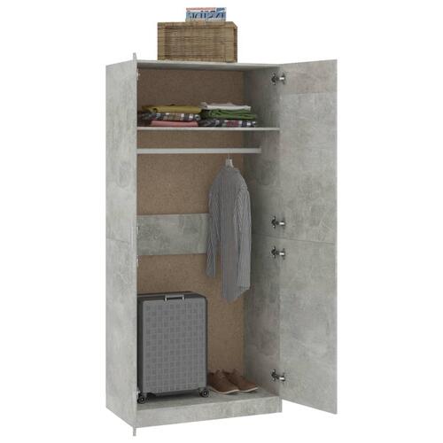 Klædeskab 90x52x200 cm konstrueret træ betongrå
