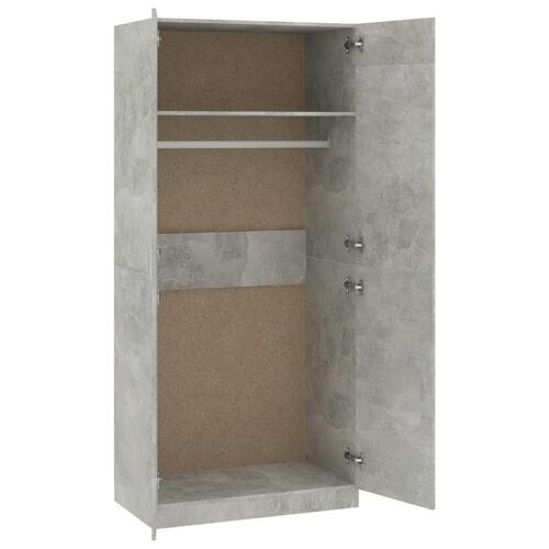 Klædeskab 90x52x200 cm konstrueret træ betongrå