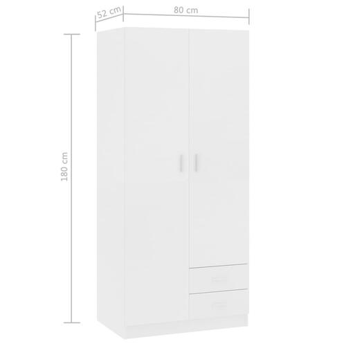 Klædeskab 80 x 52 x 180 cm spånplade hvid