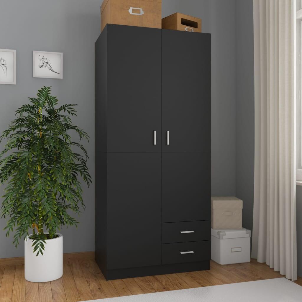 Klædeskab 80 x 52 x 180 cm spånplade sort
