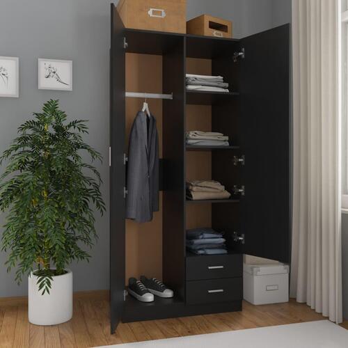 Klædeskab 80 x 52 x 180 cm spånplade sort