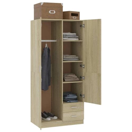 Klædeskab 80 x 52 x 180 cm spånplade sonoma-eg