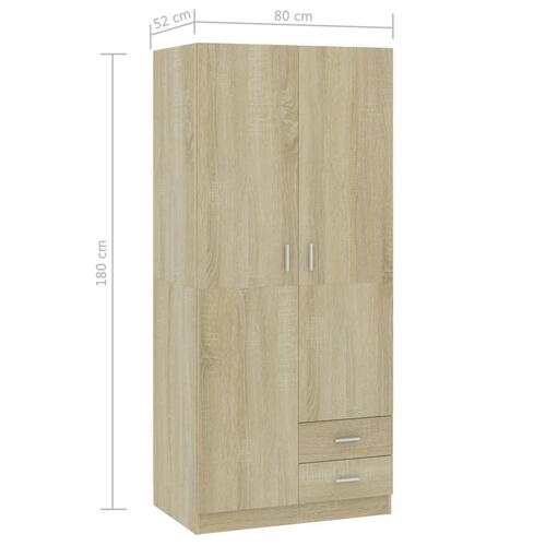 Klædeskab 80 x 52 x 180 cm spånplade sonoma-eg