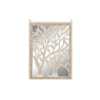 Vægdekoration Spejl Træ Hvid Træ MDF (45 x 2,5 x 65 cm)