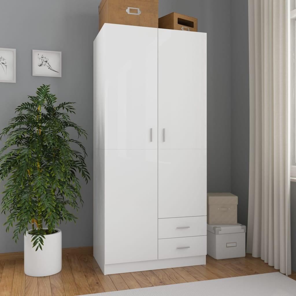 Klædeskab 80 x 52 x 180 cm spånplade hvid højglans