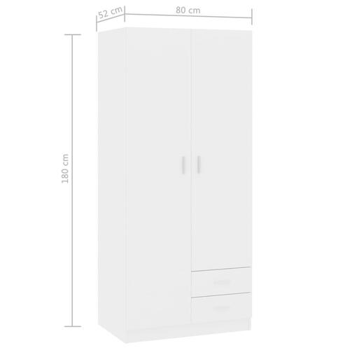 Klædeskab 80 x 52 x 180 cm spånplade hvid højglans