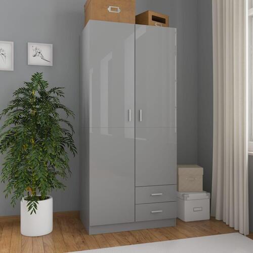 Klædeskab 80 x 52 x 180 cm spånplade grå højglans