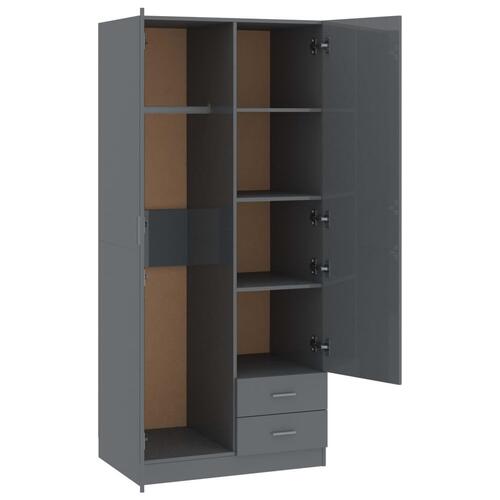 Klædeskab 80 x 52 x 180 cm spånplade grå højglans
