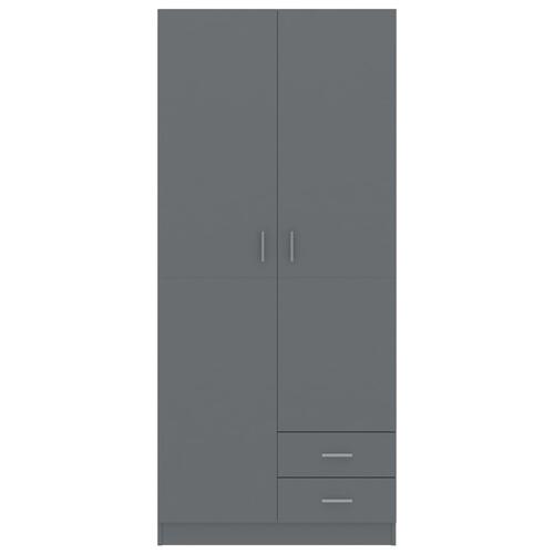 Klædeskab 80 x 52 x 180 cm spånplade grå højglans