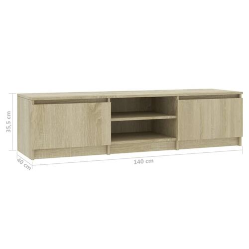 Tv-bord 140x40x35,5 cm konstrueret træ sonoma-eg