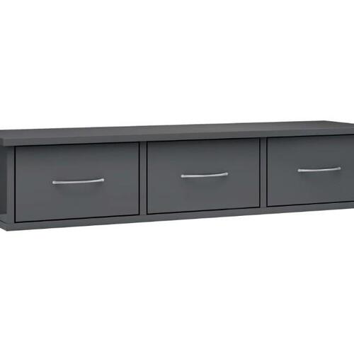 Vægskab med skuffer 88 x 26 x 18,5 cm spånplade grå højglans