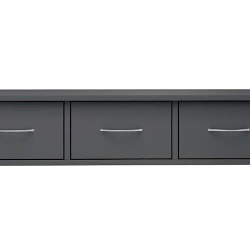 Vægskab med skuffer 88 x 26 x 18,5 cm spånplade grå højglans