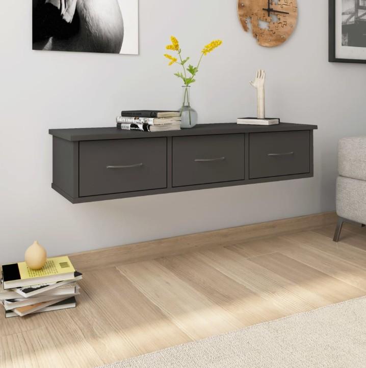 Vægskab med skuffer 88 x 26 x 18,5 cm spånplade grå