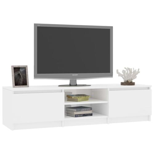 Tv-bord 140x40x35,5 cm konstrueret træ hvid højglans