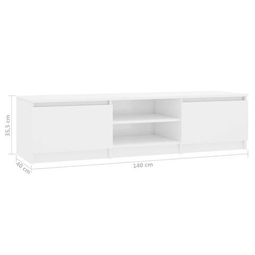 Tv-bord 140x40x35,5 cm konstrueret træ hvid højglans