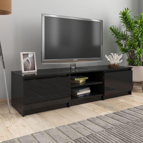 Tv-bord 140x40x35,5 cm konstrueret træ sort højglans
