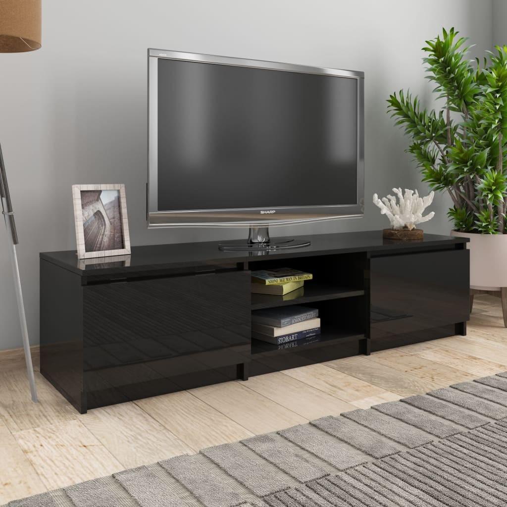 Tv-bord 140x40x35,5 cm konstrueret træ sort højglans