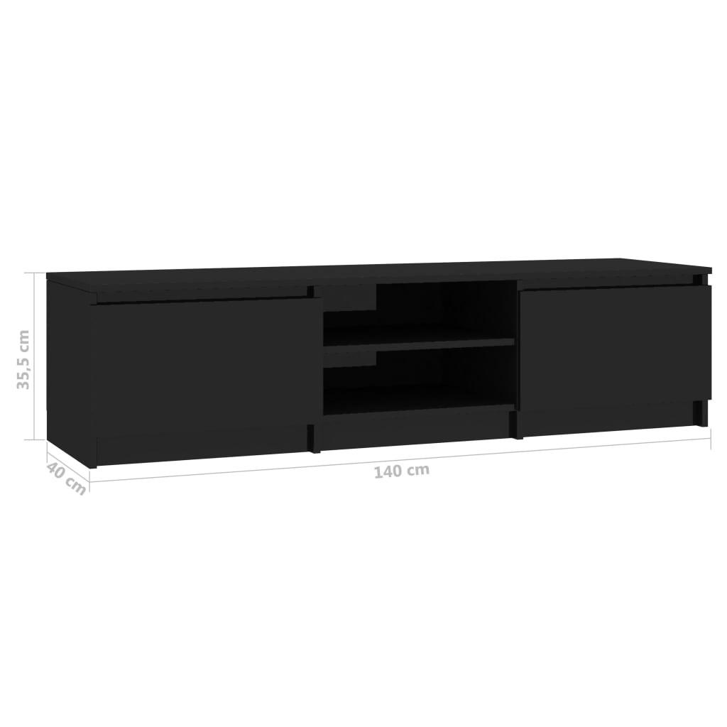 Tv-bord 140x40x35,5 cm konstrueret træ sort højglans