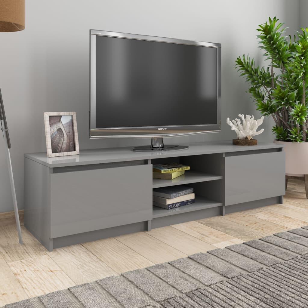 Tv-bord 140x40x35,5 cm konstrueret træ grå højglans