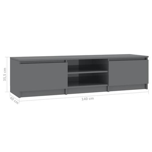 Tv-bord 140x40x35,5 cm konstrueret træ grå højglans